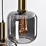 5-lichts hanglamp Cinque - zwart, goud en smoke glas