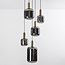 Design hanglamp zwart met smoke glas en gouden details, 5-lichts - Cinque