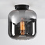 Plafondlamp zwart met smoke glas - Soli