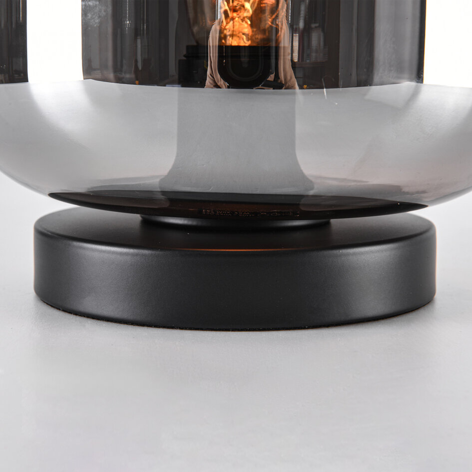 Tafellamp Solo met smoke glas - zwart