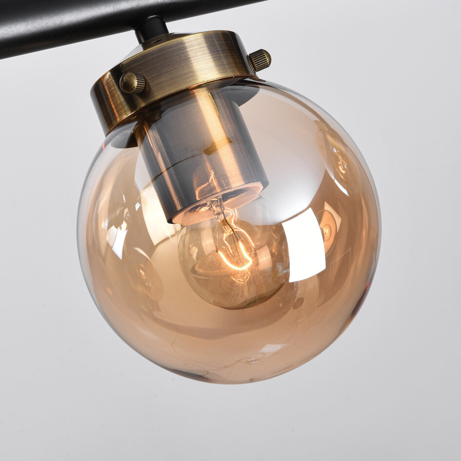 4-lichts moderne hanglamp Saba - zwart en rookglas