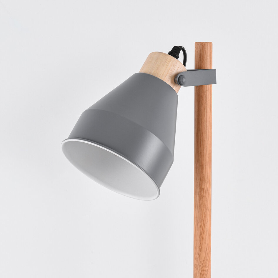 Tafellamp met kantelbare spot en houten details - Cally