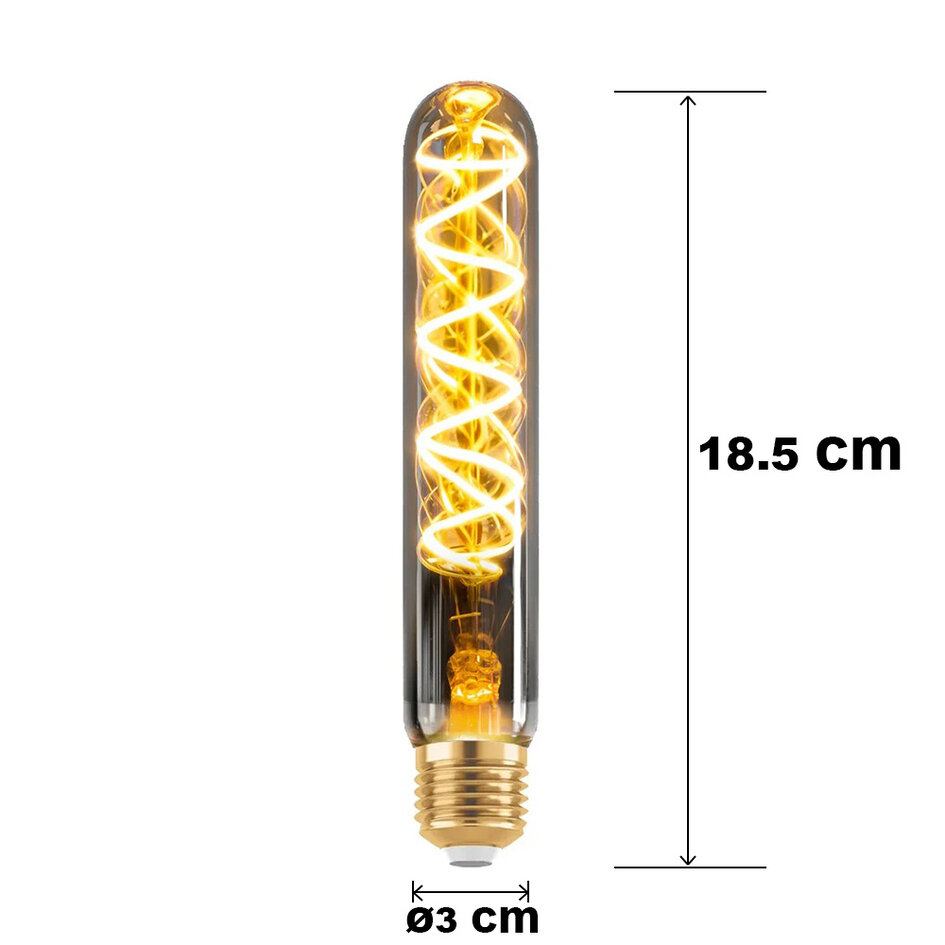 E27 dimbare buislamp smoke met spiraal en spiegeleffect 18,5 cm, 4W, 1700K