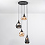 4-lichts hanglamp Loïs - zwart, amber en smoke glas