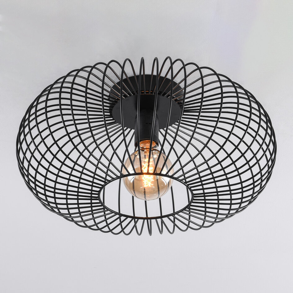 1-lichts plafondlamp Metal - zwart metaal