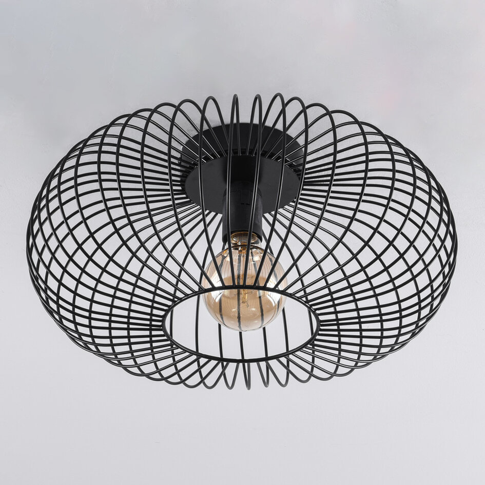 Plafondlamp van zwart metaal, 1-lichts - Metal