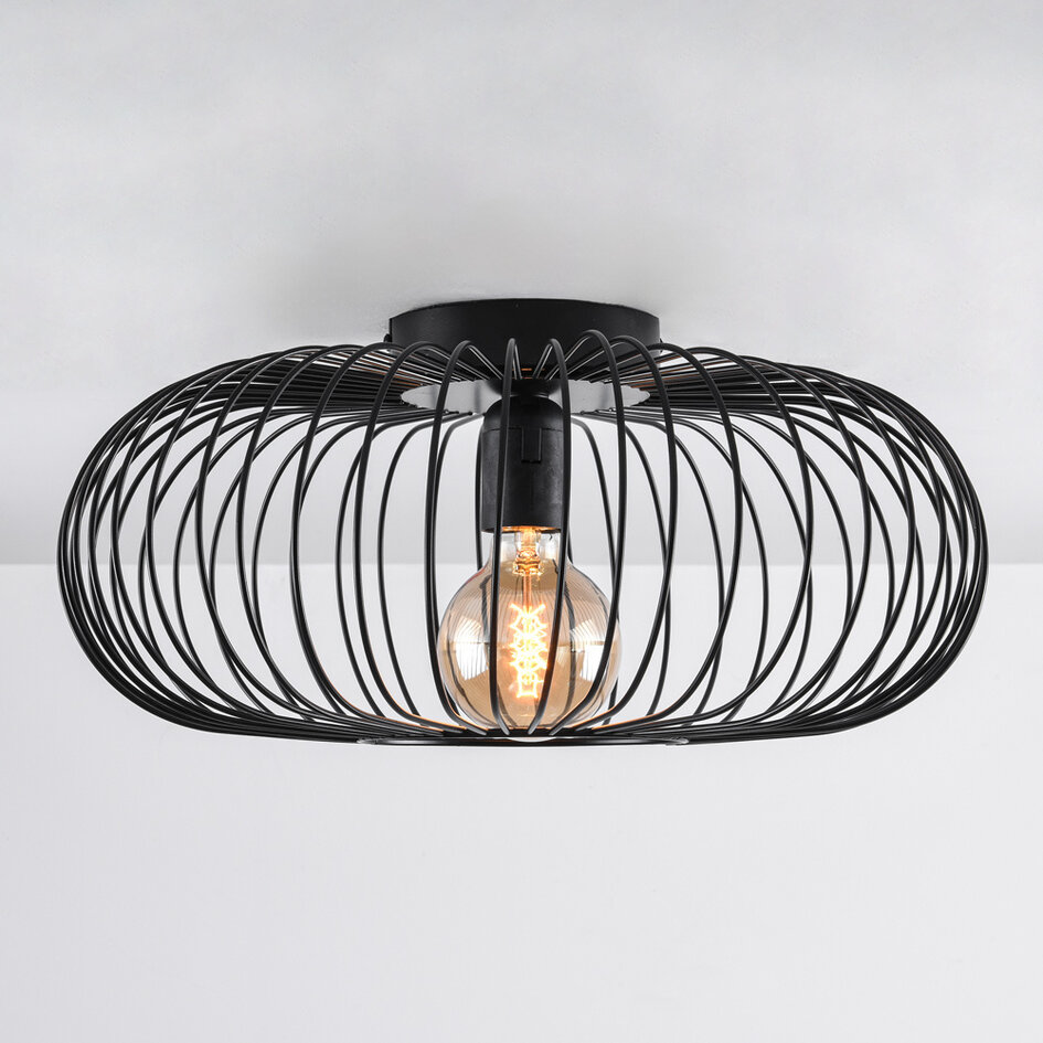 Plafondlamp van zwart metaal, 1-lichts - Metal