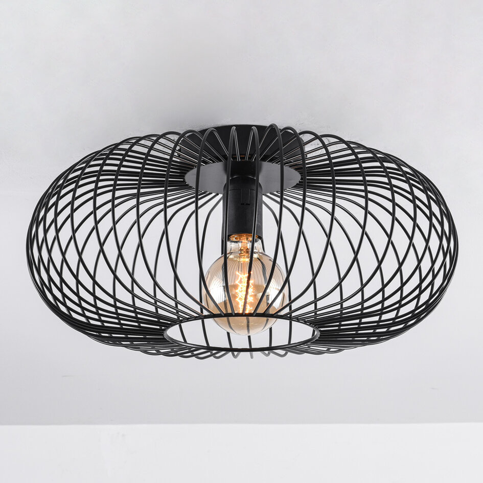 Plafondlamp van zwart metaal, 1-lichts - Metal