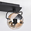 2-lichts plafondlamp Jari - zwart en amber glas