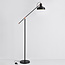 Staande lamp Tom - zwart met bronzen details en kantelbare arm