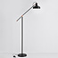 Staande lamp Tom - zwart met bronzen details en kantelbare arm