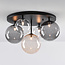Plafondlamp Lumose 5-lichts met diverse glazen bollen