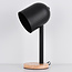 Moderne tafellamp Spy in zwart met hout