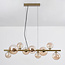 Gouden design hanglamp met amber glas, 9-lichts - Ennea