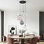 4-lichts design hanglamp Luminor met diverse glazen bollen