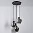 3-lichts design hanglamp Kansas - smoke glas