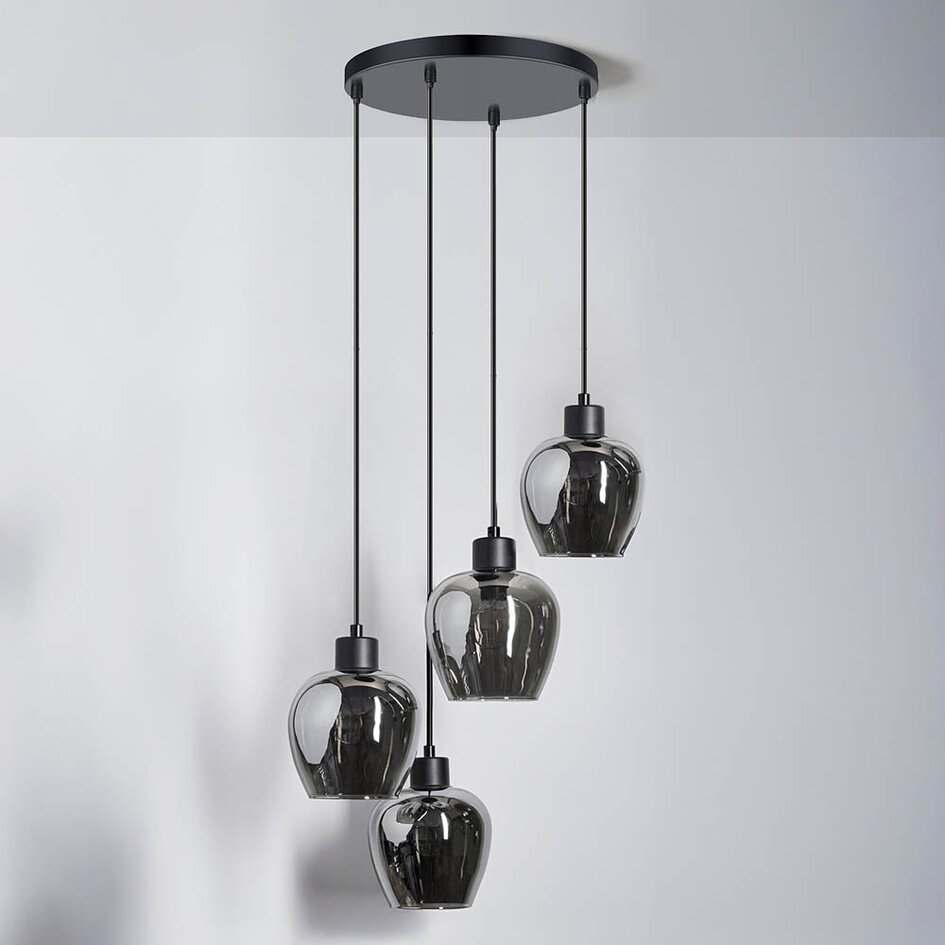 Hanglamp Raleigh 4-lichts met smoke glas