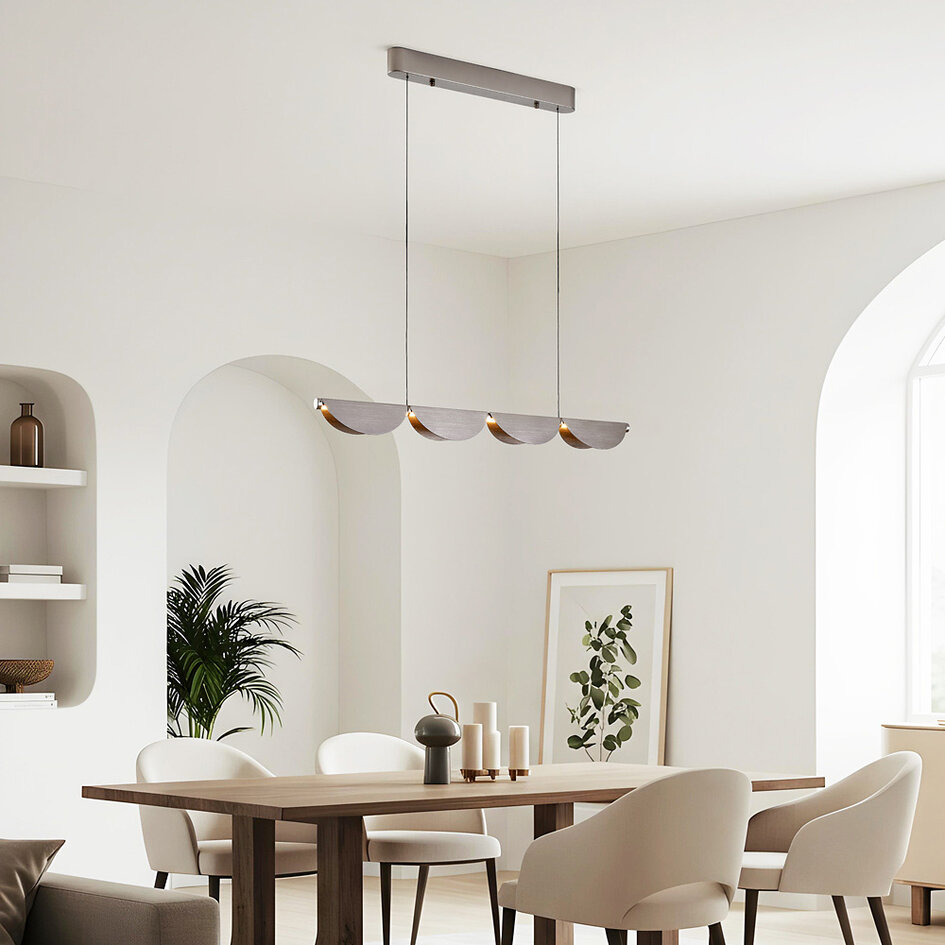 Verstelbare design hanglamp met 3-staps dimbare LEDs, geborsteld grijs - Mirai
