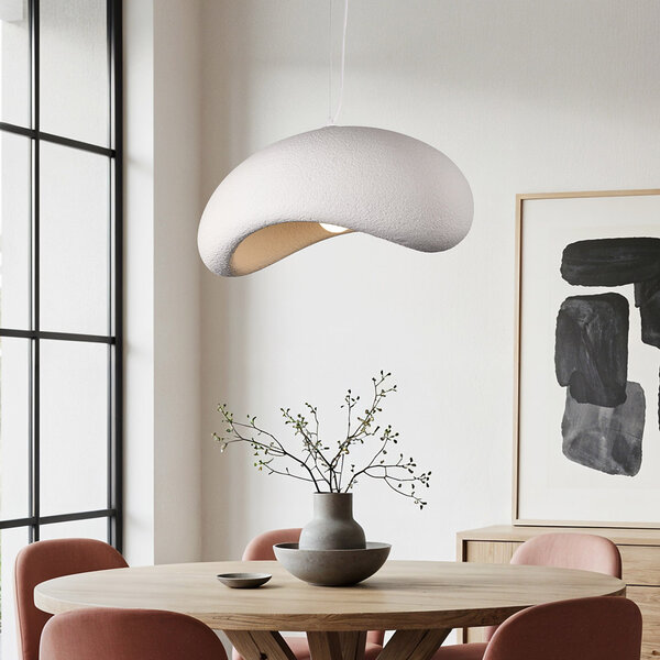 Wabi Sabi hanglamp Zenji 60 x 42 cm met steeneffect - wit