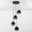 4-lichts hanglamp Fynna - zwart en smoke glas