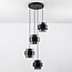 4-lichts hanglamp Fynna - zwart en smoke glas