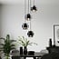 4-lichts hanglamp Fynna - zwart en smoke glas