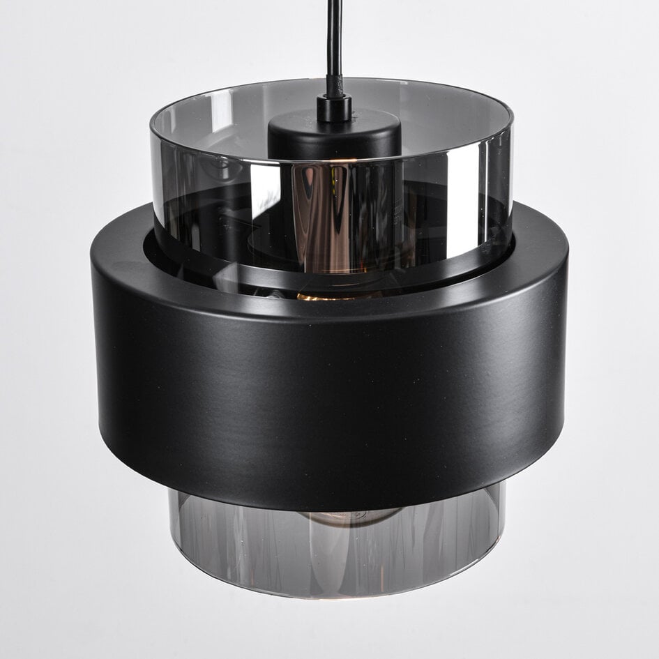 4-lichts hanglamp Faey - zwart en smoke glas