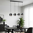 4-lichts hanglamp Faey - zwart en smoke glas