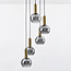 5-lichts hanglamp Imme - goud en smoke glas