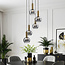 5-lichts hanglamp Imme - goud en smoke glas