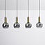 Hanglamp Imke zwart met gouden details en rookglas, 4 lichts