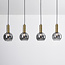 Hanglamp Imke 4-lichts - zwart, goud en rookglas