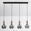 Hanglamp Imke 4-lichts - zwart, goud en rookglas