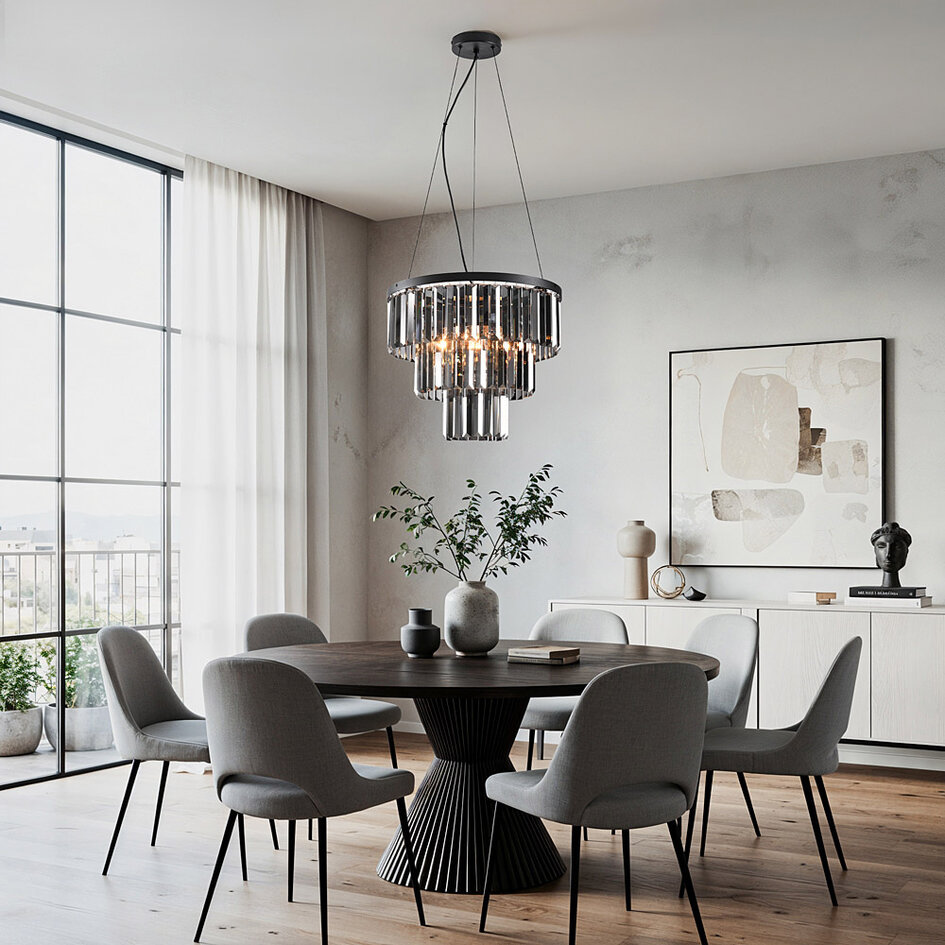 Luxe zwarte hanglamp - Kristal