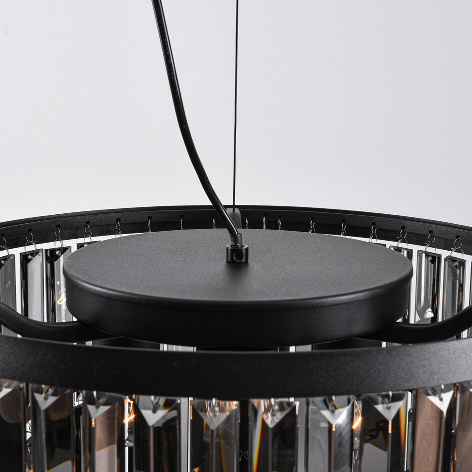 Luxe zwarte hanglamp - Kristal