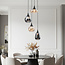 4-lichts hanglamp Loïs - zwart, amber en smoke glas