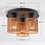 3-lichts plafondlamp Canna - zwart en touw