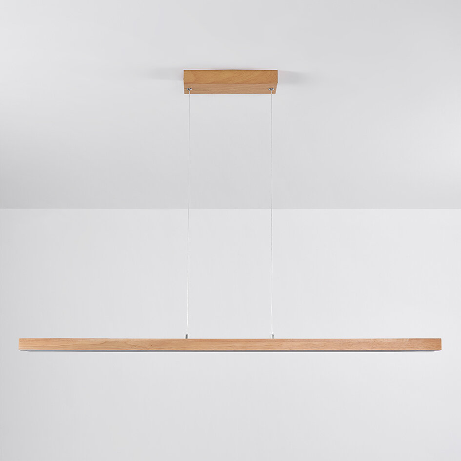Hanglamp Shane van hout met geïntegreerde LED, dimbaar