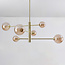 6-lichts plafondlamp Sest - goud met amber glas