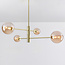 Gouden plafondlamp Stiri 4-lichts met amber glas