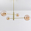 4-lichts plafondlamp Stiri - amber glas in goud
