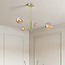 Gouden plafondlamp Stiri 4-lichts met amber glas