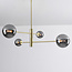 4-lichts plafondlamp Stiri - smoke glas in goud