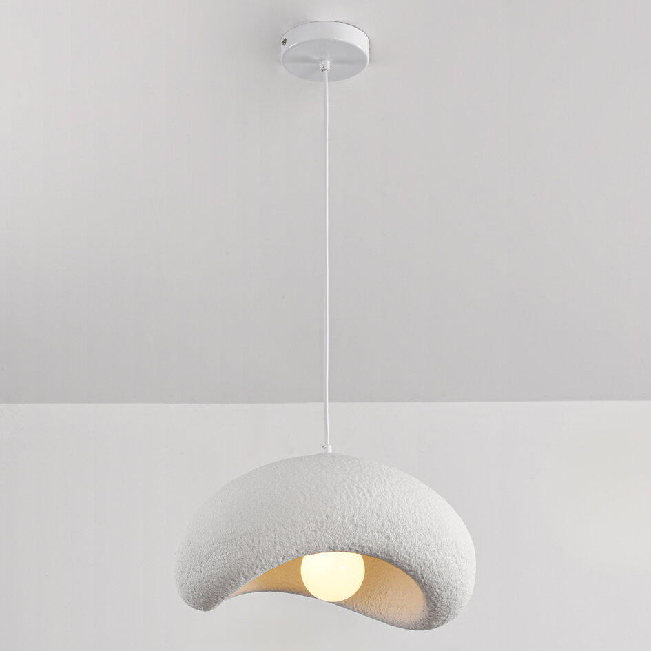 Wabi Sabi hanglamp Zenji  40 x 27 cm met steeneffect - wit