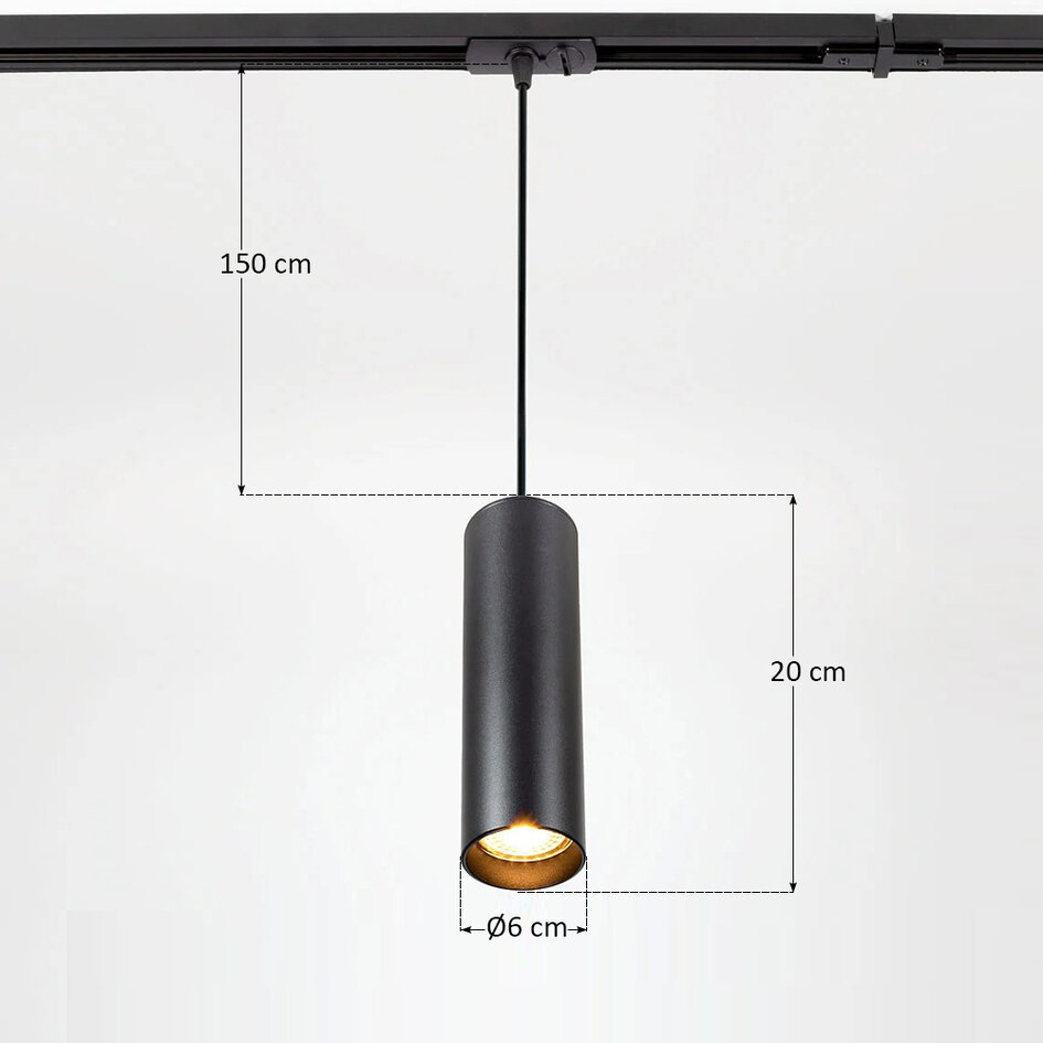 1-fase rail tube hanglamp Simon - zwart