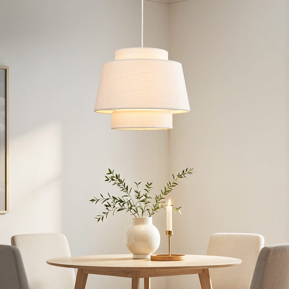 Japandi hanglamp Vilo - wit stof