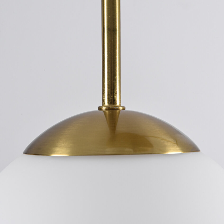 Ronde plafondlamp goud met melkwit glas, 5-lichts - Carat