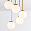 Ronde plafondlamp goud met melkwit glas, 5-lichts - Carat
