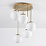 5-lichts plafondlamp Carat - goud en melkwit glas