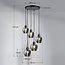 5-lichts hanglamp met smoke glas - Glendale